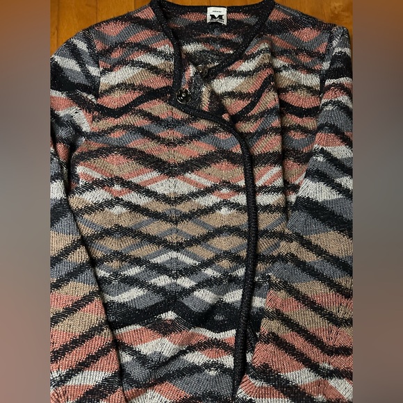 M Missoni Multicolored Chevron Merino Wool Knit Long Cardigan W/Pockets Size M - Picture 8 of 9
